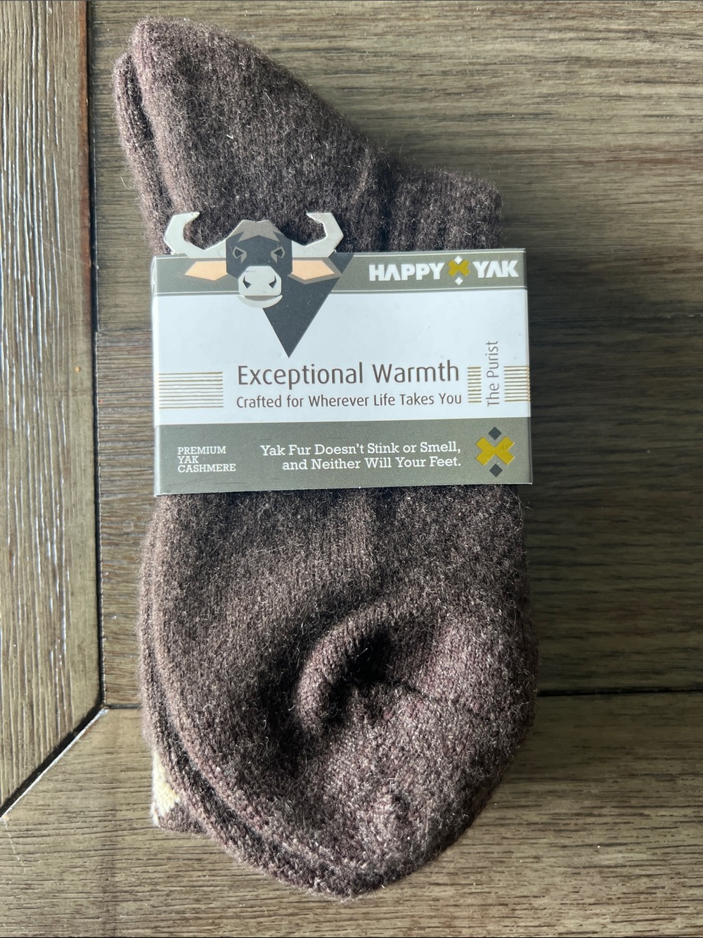 NWT Happy Yak Socks - Premium Yak Cashmere Size Medium - Brown